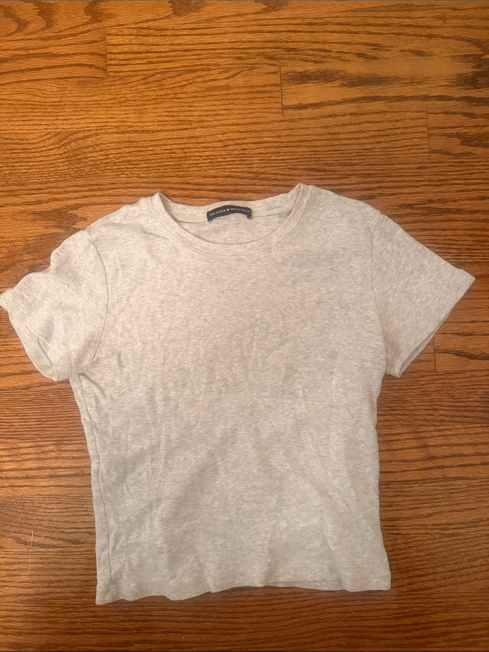 Brandy Melville Light Gray Short Sleeve Crewneck Cropped Tee